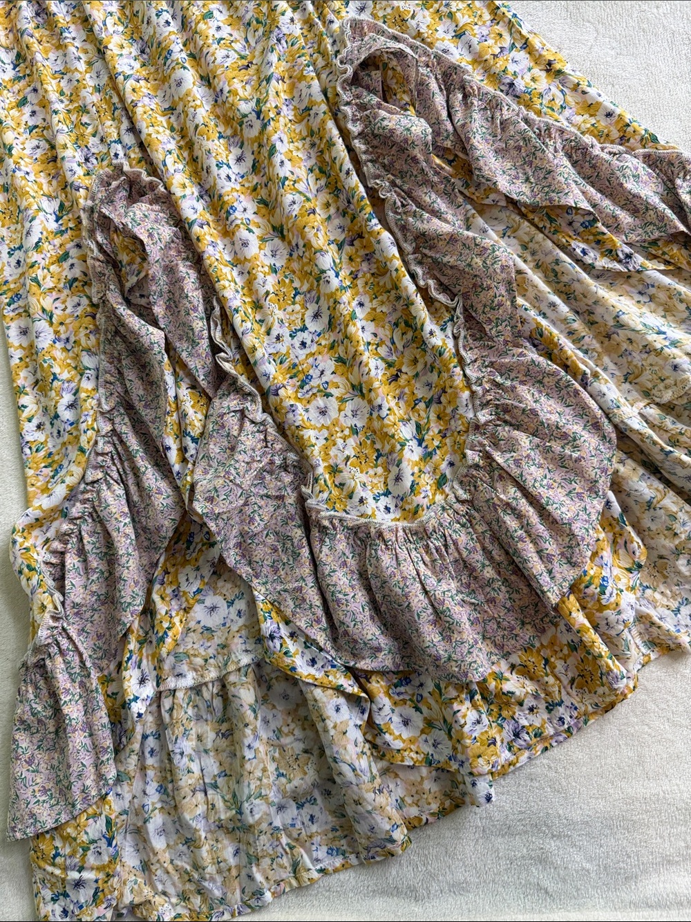 GiGiO Floral Smocked Ruffle Maxi Dress Cottagecore Boho Small - Picture 15 of 16